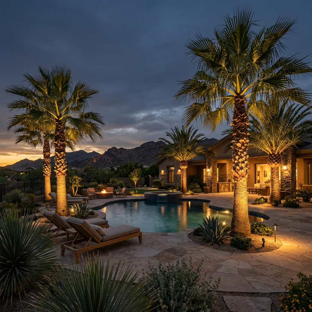Custom Palm Tree Lighting for Arizona Backyards